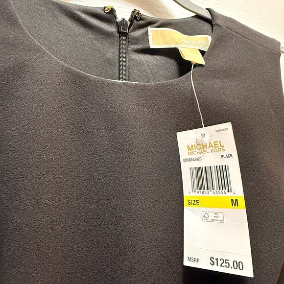 Michael Kors Black Dress Structured bodice, gold button accents, classic black - Picture 4 of 4